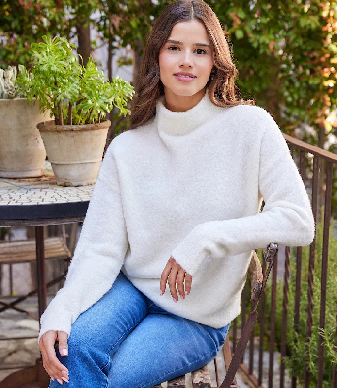 Mock Neck Boucle Sweater