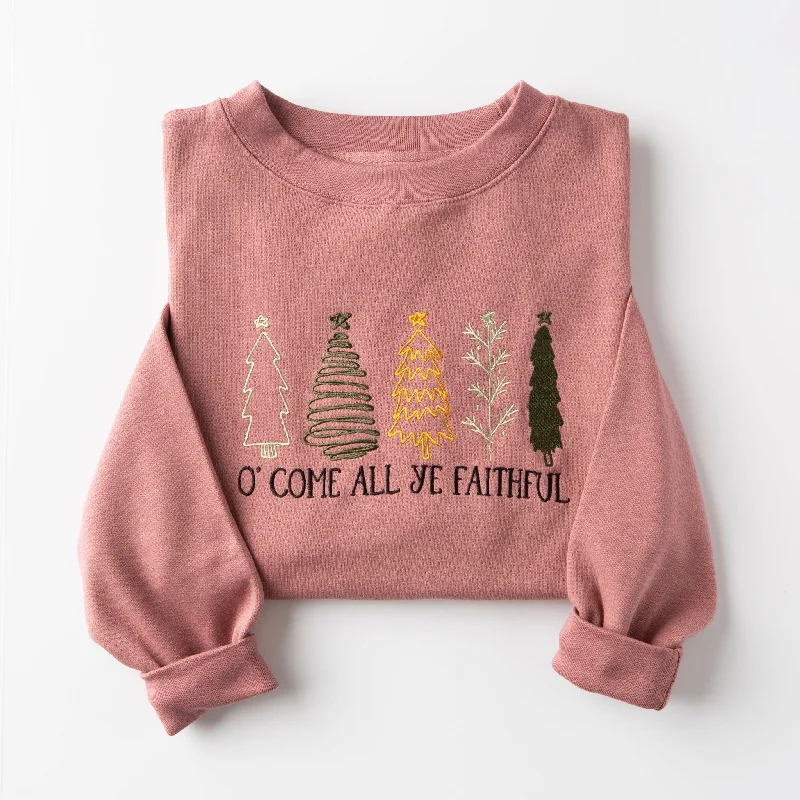 Embroidered O Come All Ye Faithful Sweatshirt