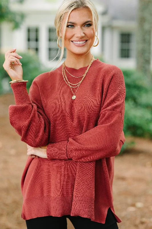 Perfectly You Marsala Red Mock Neck Sweater