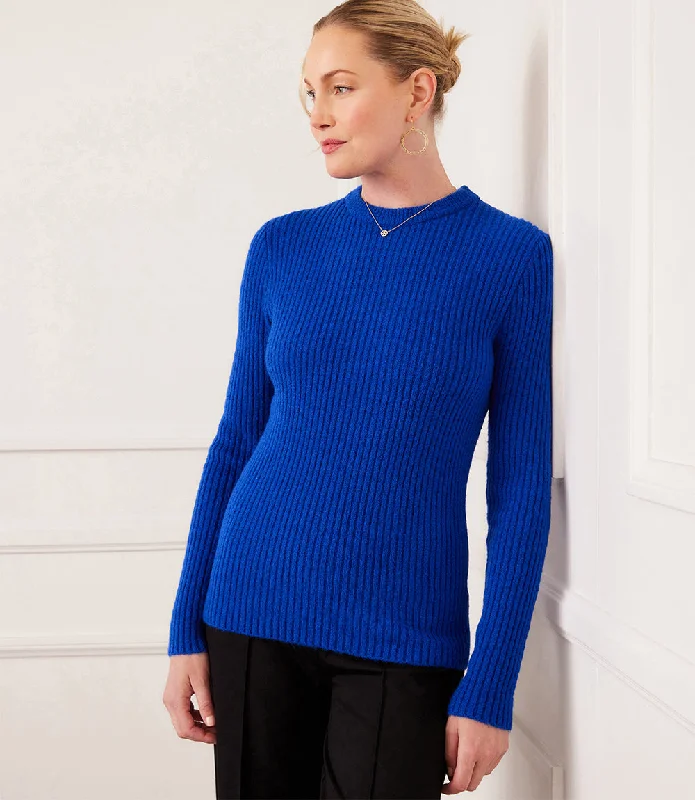 Wide Ribbed Crewneck Sweater